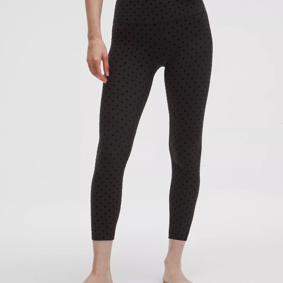 LULULEMON ALIGN HIGH-RISE PANT 28" POLKA DOT FLOCKED BLACK SIZE 10 NEW - Picture 3 of 6